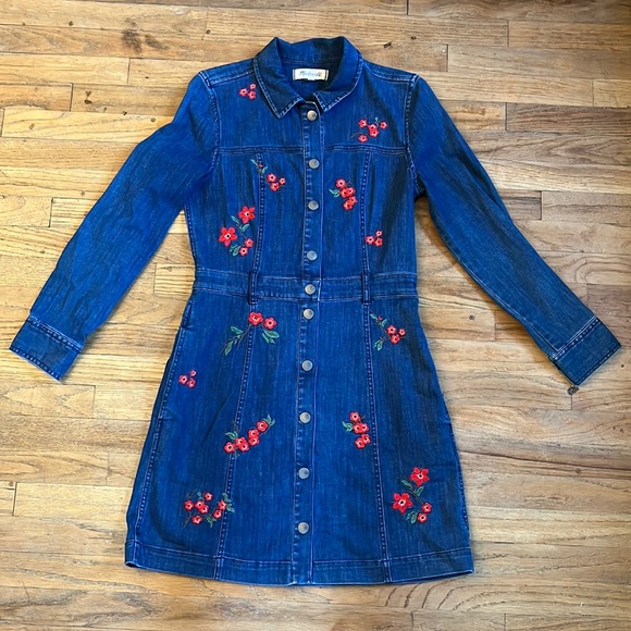 Madewell Cherry Blossom Denim Dress - Picture 2 of 11